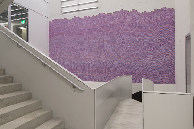 [Translate to English:] Sol LeWitt, Wall Drawing #730 
Ausführung: Studierende des Gestalterischen Propädeutikums der ZHdK unter Anleitung von Ulrich Binder.