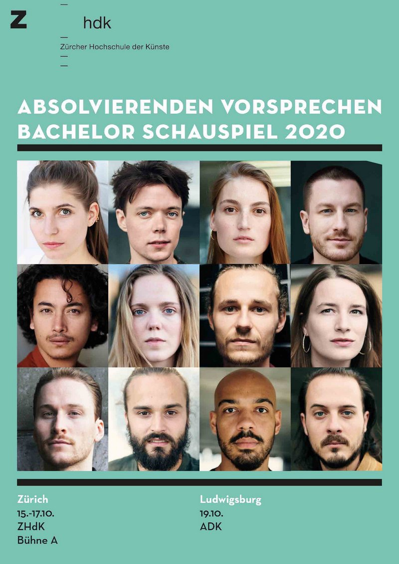 Bild: Plakat Absolvierenden Vorsprechen Bachelor Schauspiel 2020