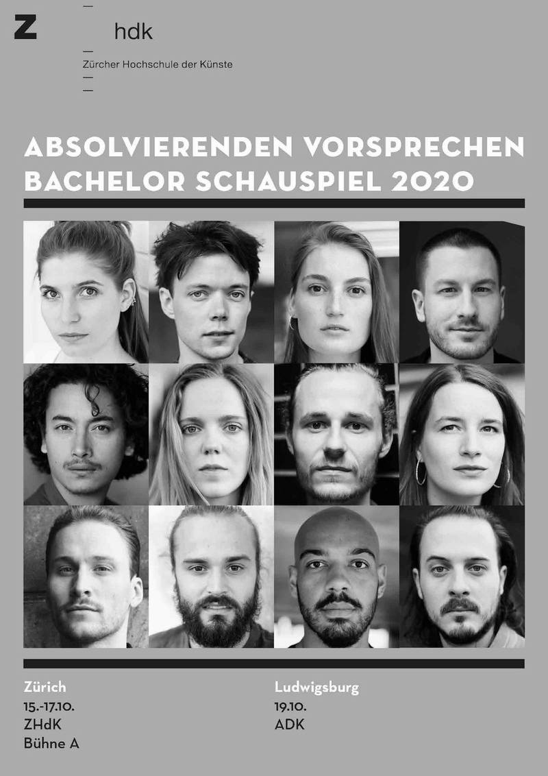 Bild: Plakat Absolvierenden Vorsprechen Bachelor Schauspiel 2020