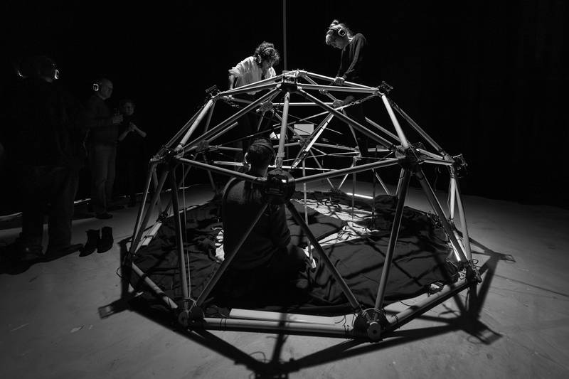 20 YEARS ICST Exhibition: NEXUS, an interactiv sound-mixing installation. Team: HannaH Vyborg Walter (Worlding Mycelium, ZHdK), Eric Larrieux (ZHdK), Robert Torche (Worlding Mycelium), Patrick Müller (ZHdK). Photo: Guillaume Musset