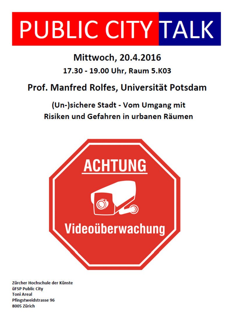 Mittwoch, 20. April 2016
17.30–19.00 Uhr
 
Zürcher Hochschule der Künste
Toni Areal, 5.K03
Pfingstweidstrasse 96
8005 Zürich