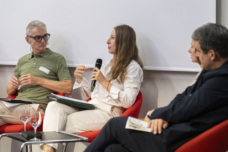 CEF 24 – Discussion Panel – Xanthi Skoulariki, Gabriela Devaud, Simon Grand, Photo: Johannes Dietschi, © ZCCE