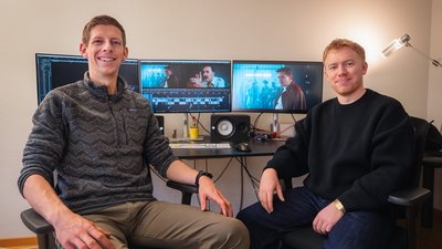 Tim Egner und Andri Erdin im Schnittraum