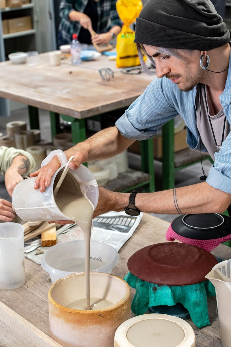 Student in the ceramics workshop
