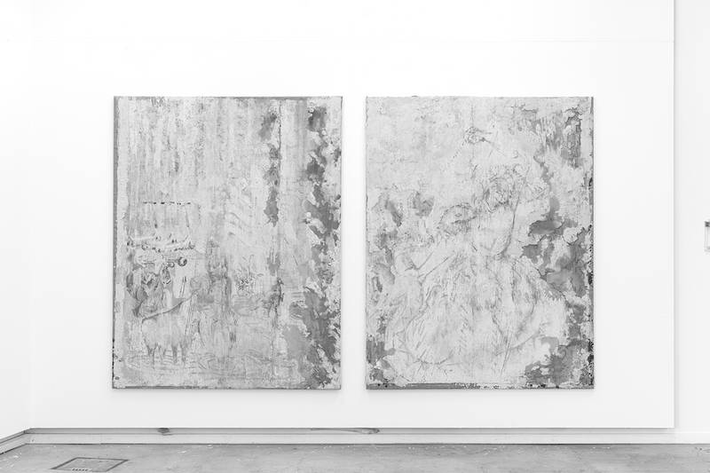 MNEMOSYNE 2025 Gips, Wachs, Acryl auf Leinen 180 x 160 cm (jeweils)