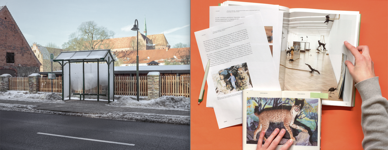 Left: Kai Ziegner, «A History of Violence», Dissertation in artistic research, ZHdK/UfG, 2020; Right: Materials on Petrit Halilaj, Julia Wolf in preparation for their dissertation «Re-Visioning Histories in Contemporary Art. The works of Hiwa K and Petrit Halilaj» (to be published by transcript Verlag in 2023).