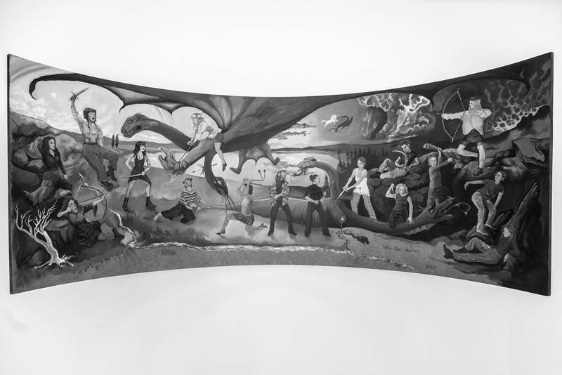 AND THEN THEY SLAYED 2025 Ölfarbe auf MDF  60 x 133 x 49cm, 700R