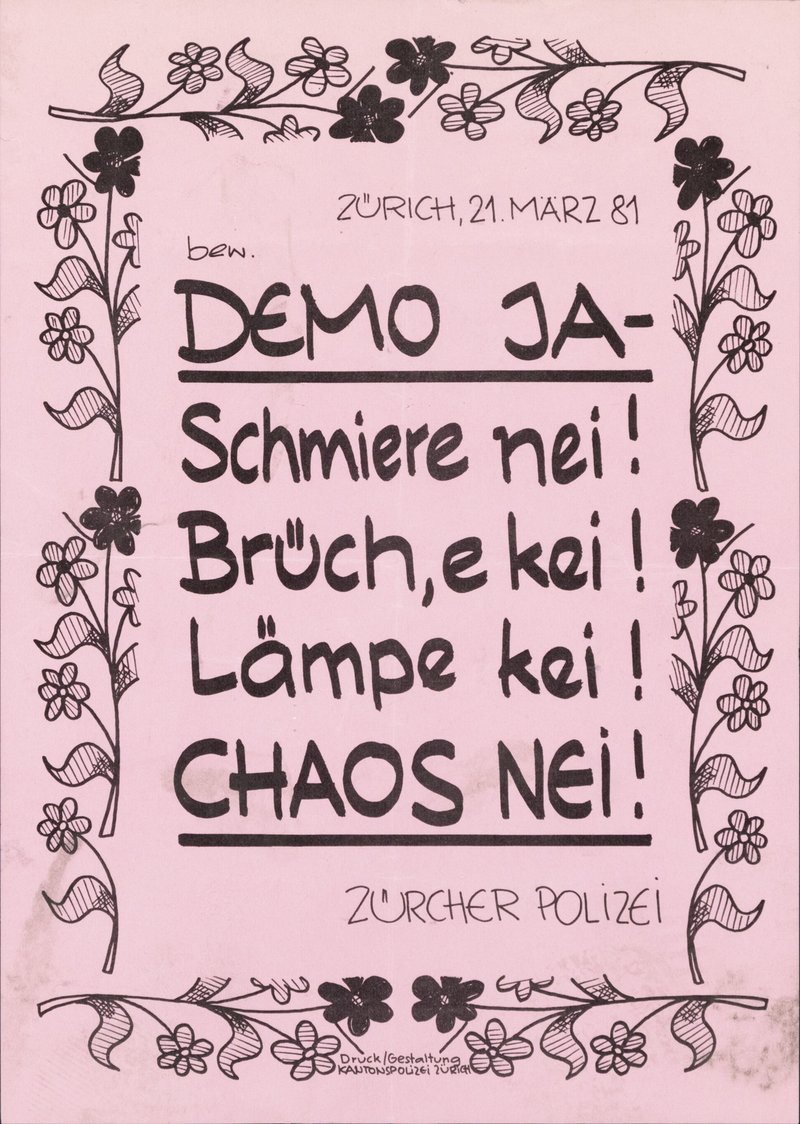 image: Flyer, Zürich, 21.03.1981