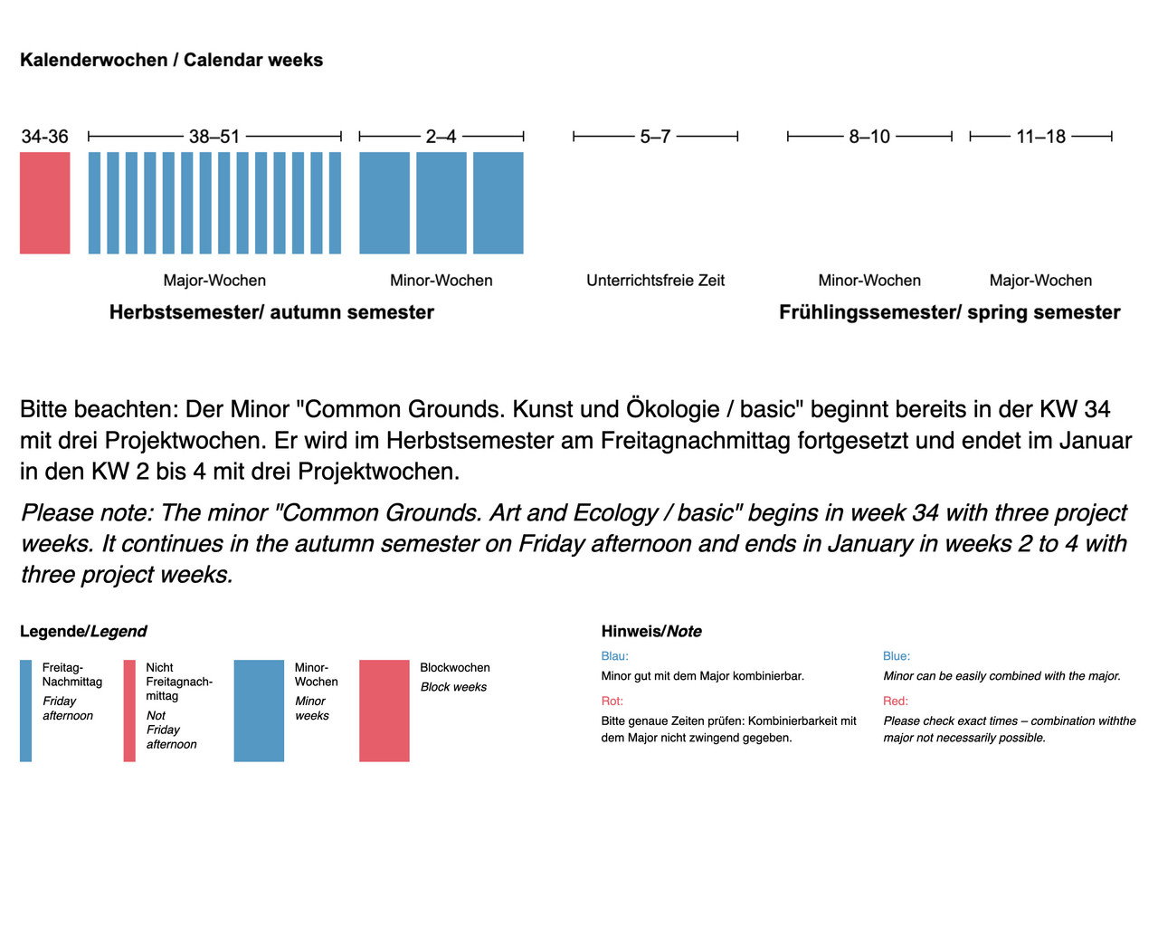 Course times: 3 project weeks from week 34; Friday afternoons in the autumn semester; 3 project weeks in January in weeks 2 to 4.