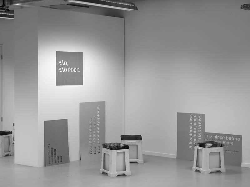 AS PALAVRAS SÃO COMO PEDRAS ARREMESSADAS AOS OUTROS/WORDS ARE LIKE STONES THROWN AT OTHERS 2024 Installation, Stoff, Dutch flower bucket, Karton Variable Grössen