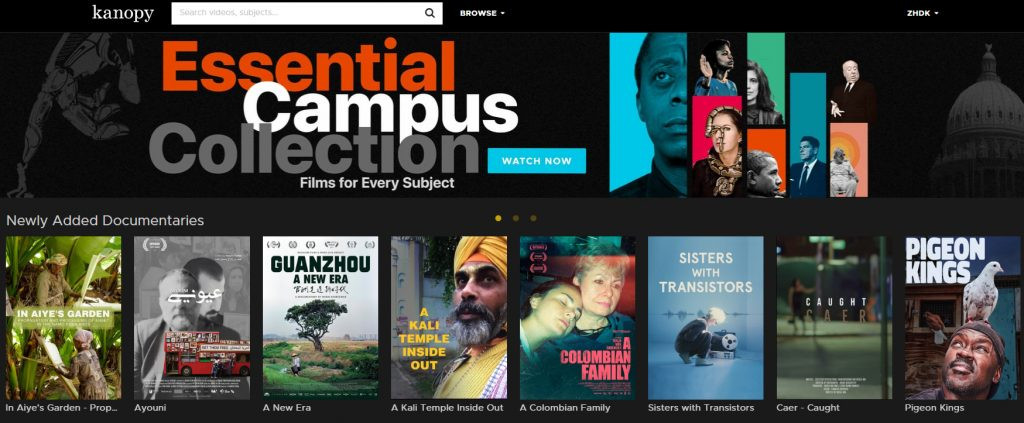 Neue Streaming Plattform kanopy ZHdK.ch