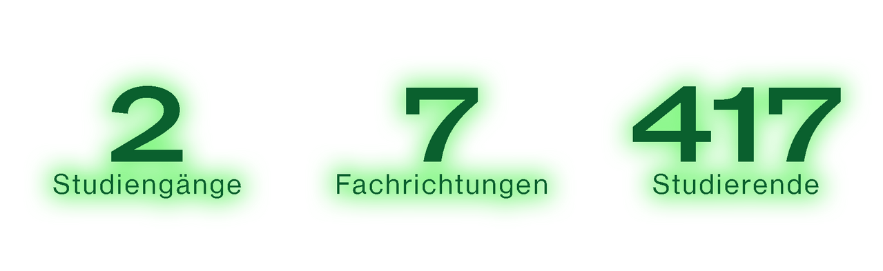 2 Studiengänge, 7 Fachrichtungen, 417 Studierende