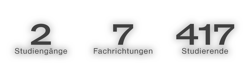 2 Studiengänge, 7 Fachrichtungen, 417 Studierende