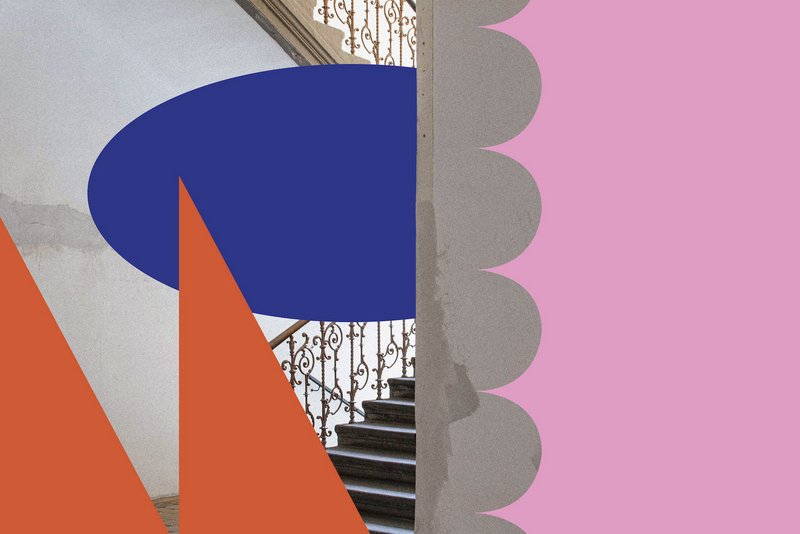 Bild: Farbige Bildcollage mit einer Treppe 