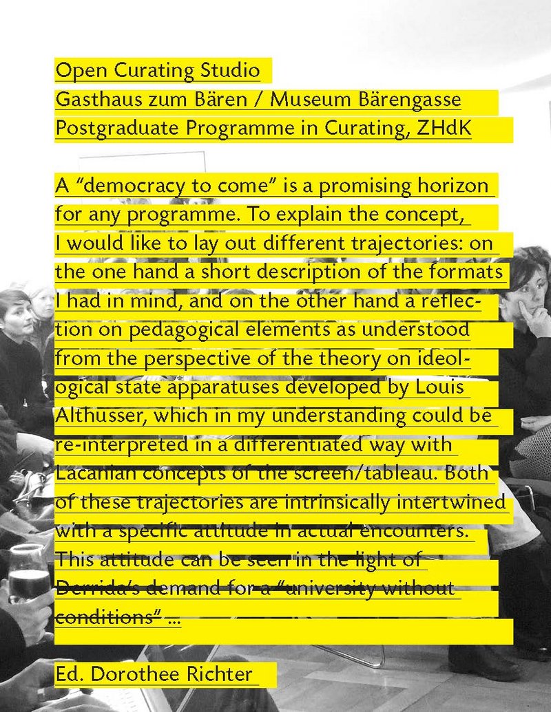 Buchcover: «Open Curating Studio: Gasthaus zum Baeren / Museum Baerengasse»