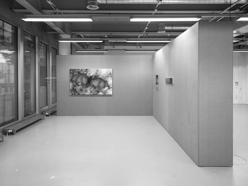 WHITE NOISE 2025 Oil on canvas 14.5 x 73.5 cm  THE TIME OUT OF JOINT 2025 Oil on canvas 50 x 40 cm  GHOUL INTENTIONS 2025 Oil on canvas ​​​​​​​100 x 165 cm