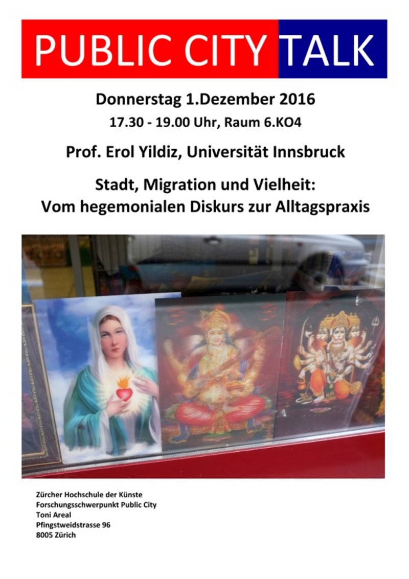 Donnerstag, 1. Dezember 2016
17.30–19.00 Uhr

Zürcher Hochschule der Künste
Toni Areal, Viaduktraum
Pfingstweidstrasse 96
8005 Zürich