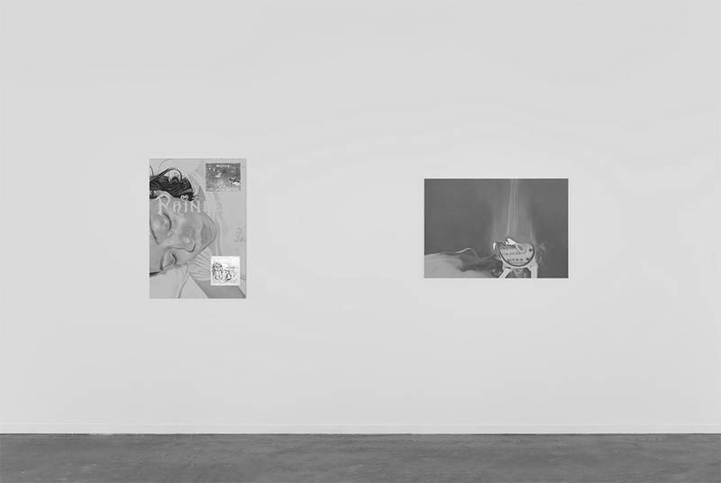 I KNOW UR MISTAKES AND U KNOW MINE 2024 Öl auf Leinwand, Foto Transfer Kleber 70 x 100 cm   LEAVING MYSELF SOFTER 2024 Öl auf Leinwand 100 x 70 cm