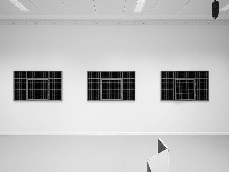INSTALLATION  INSTRUCTIONS 2024 Inkjet print on paper, plexiglass display 210 × 297 mm  ADA-E 2024 Steel grid, steel square tubes, hinges, sliding bolt locks, PVC panel, acrylic paint 1335 x 835 mm  DEXTER 2024 Steel grid, steel square tubes, hinges, sliding bolt locks, PVC panel, acrylic paint, electromagnetic device 1335 x 835 mm  NOVA 2 2024 Steel grid, steel square tubes, hinges, sliding bolt locks, PVC panel, acrylic paint 1335 x 835 mm  MIDNIGHT CLOCK TOWER (THE LAST HOPE) 2024 Warning light, clay, acrylic paint 110 x 110 x 700 mm