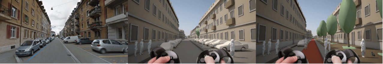 Figure: Exemplary illustration of the conversion of street sections to more space for pedestrians and greening.