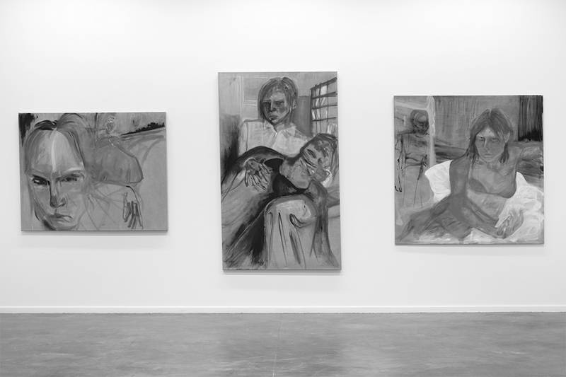 FREE 2025 Öl auf Leinwand 120 x 150 cm   TRANSCRIPT OF A PITY 2025 Öl auf Leinwand 200 x 120 cm   THE GAZE OF OLYMPIA 2025 Öl auf Leinwand 150 x 150 cm 