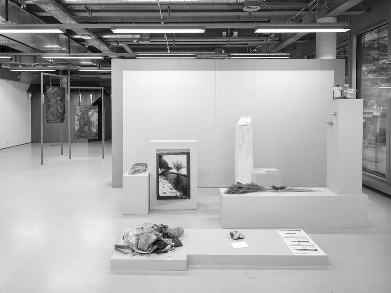 SURON 2025 Mixed Media Variable Dimensionen  STRAIGHTENING PLATES 2025 Beton, Moos, Eisen 6 x 23 x 60 cm  MY MOTHER, THE RIVER - 1992 2025  C-print 80 x 50 cm