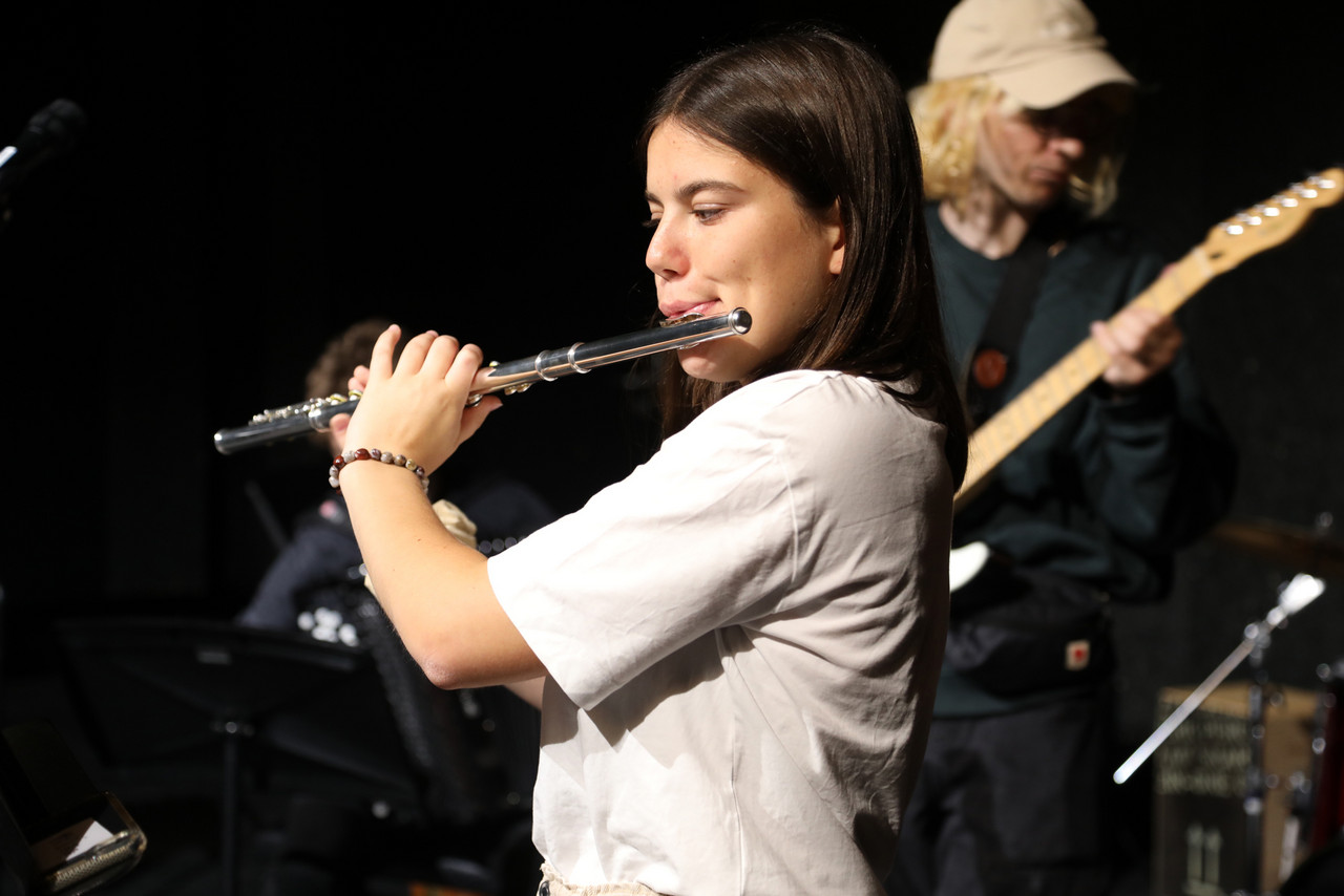 Photo: School music student playing the flute