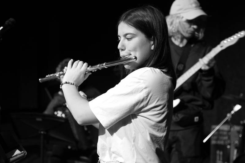 Photo: School music student playing the flute
