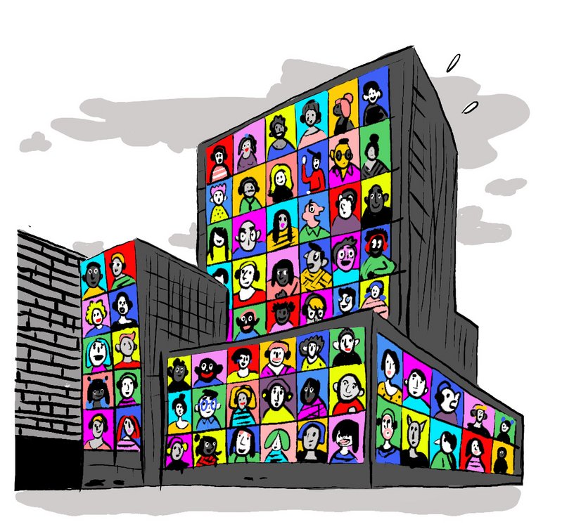 Illustration «Digitales Toni-Areal»; Grafik © Kati Rickenbach.