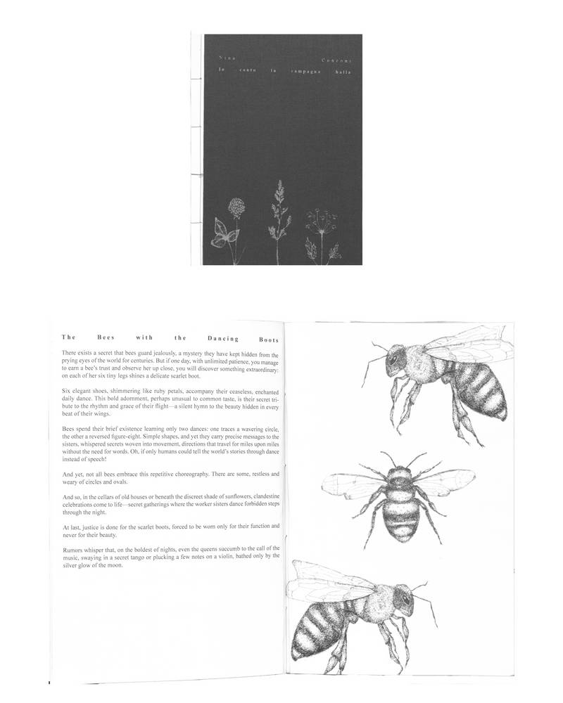 IO CANTO LA CAMPAGNA BALLA / I SING THE COUNTRYSIDE DANCES 2025 Moskitonetz, Fäden, Kissen, Tisch, Bettlaken, Papier, Karton, Tinte, Kopfhörer, MP3-Player 200x200 cm