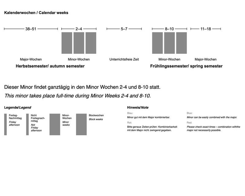Dieser Minor findet ganztägig in den Minorwochen 2–4 und 8–10 statt.