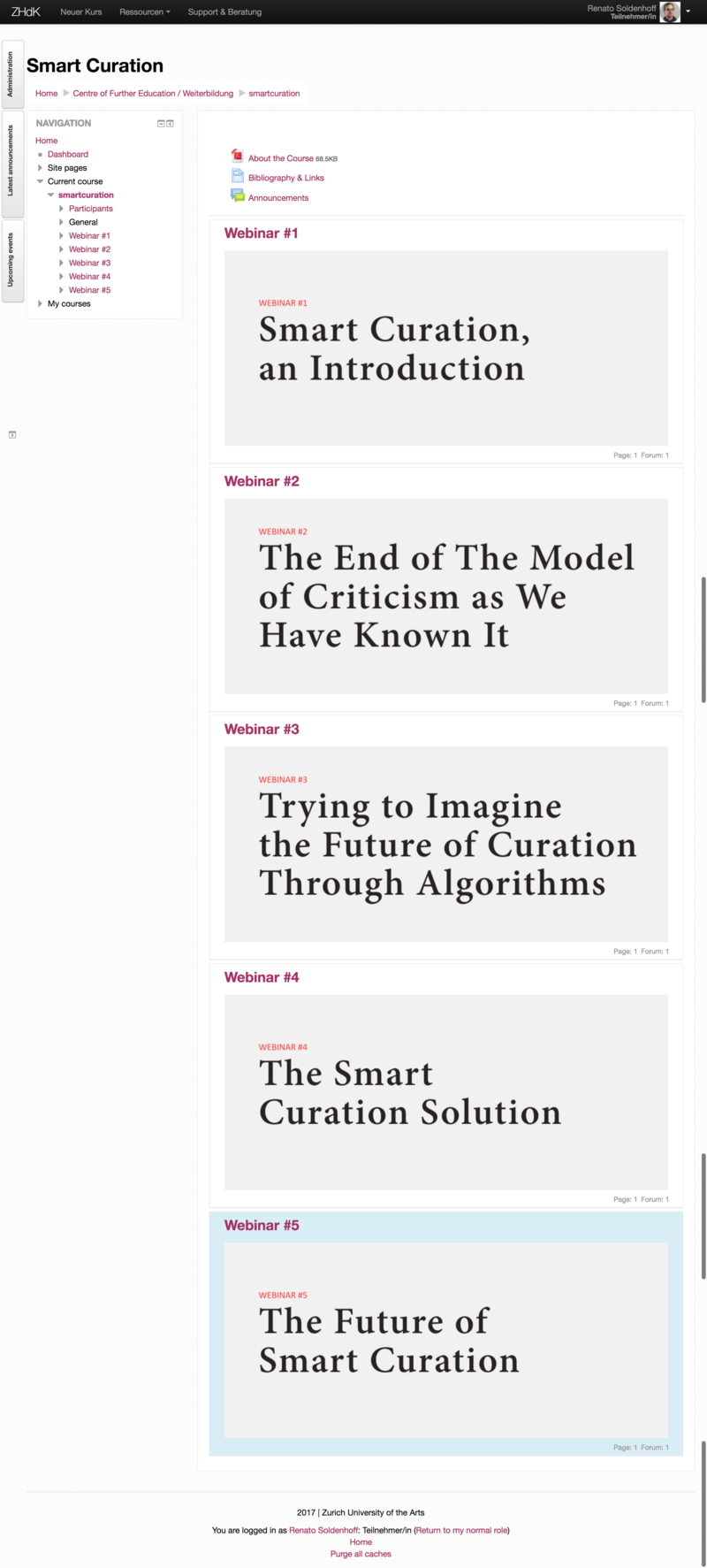 Übersicht über die Webinare zu Smart Curation in Moodle