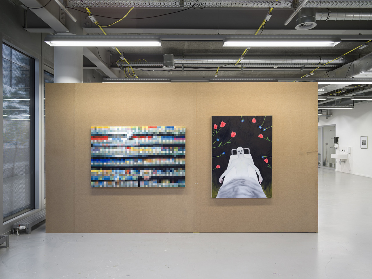 SMOKING KILLS 2025 Öl auf Leinwand 96 x 150 cm  FATHER NICOTINE 2025 Öl auf Leinwand ​​​​​​​130 x 110 cm