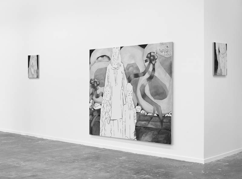 TASTES LIKE A BITTERSWEET MANOSTEEN 2024 Öl auf Leinwand 190 x 170 cm  DURIAN 2024 Öl auf Leinwand 50 x 40 cm  NONG 2024 Öl auf Leinwand 50 x 40 cm  NGU ​​​​​​​2024 Keramik Dimensionen variabel
