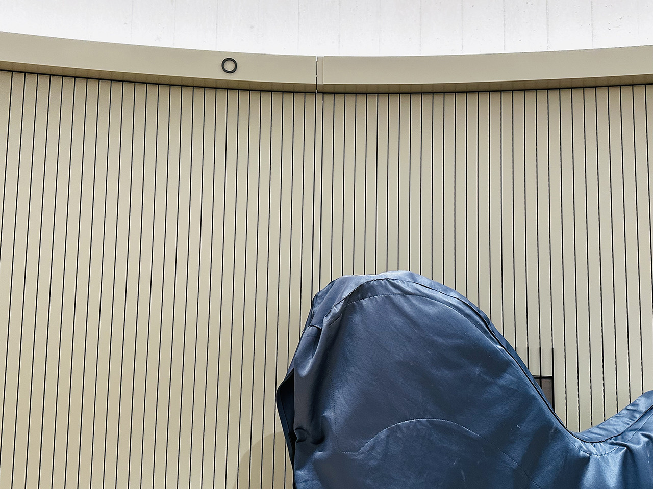 Music instrument under blue cover. Fieldwork at Zurich Lighthouse hospice in Switzerland (2024) copyright: Julie Born Schwartz