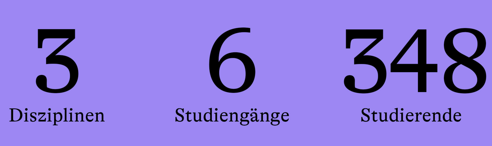 3 Disziplinen, 6 Studiengänge, 348 Studierende